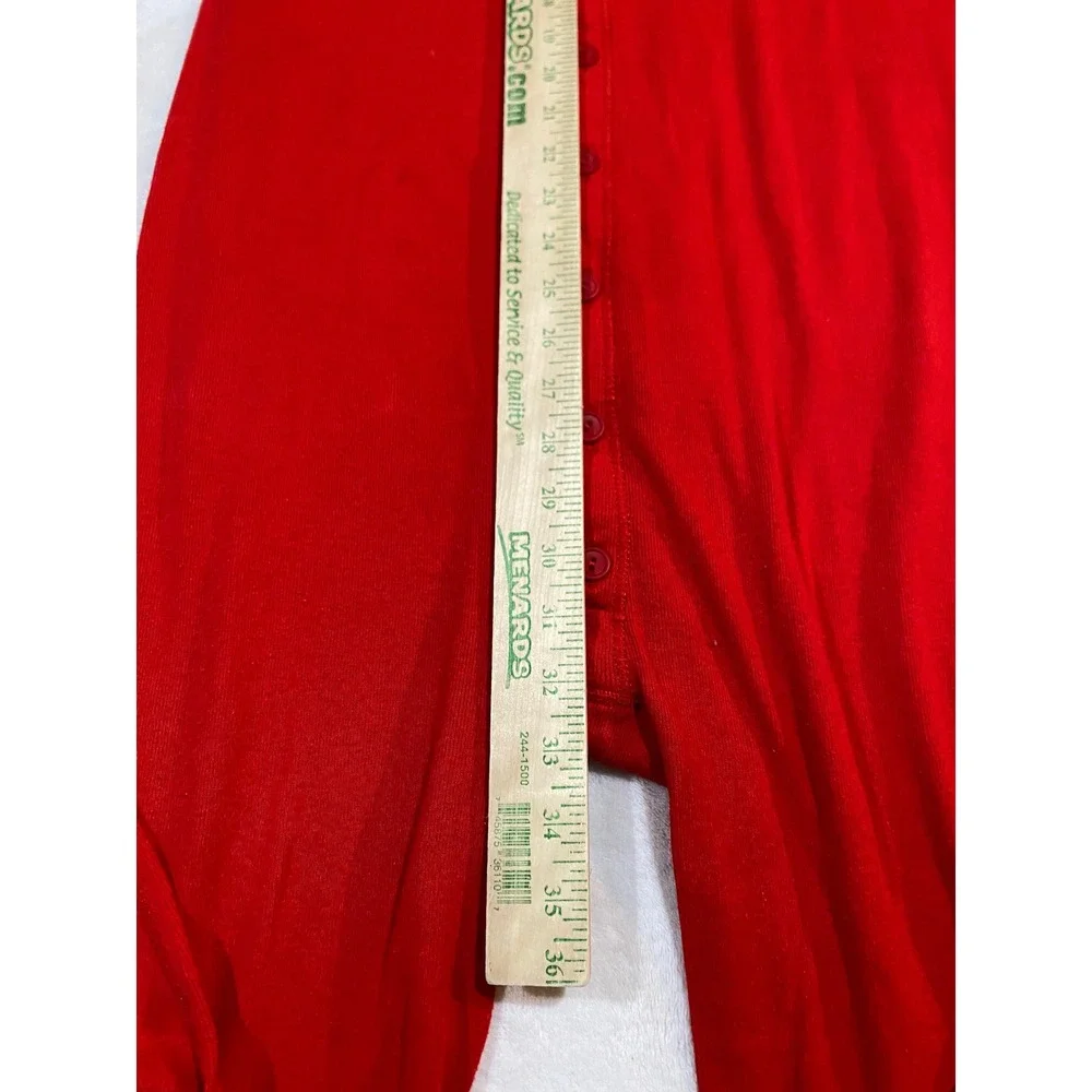 Vintage Mens Red Union Suit Long John One Piece Thermal Pajamas Ribbed Knit
